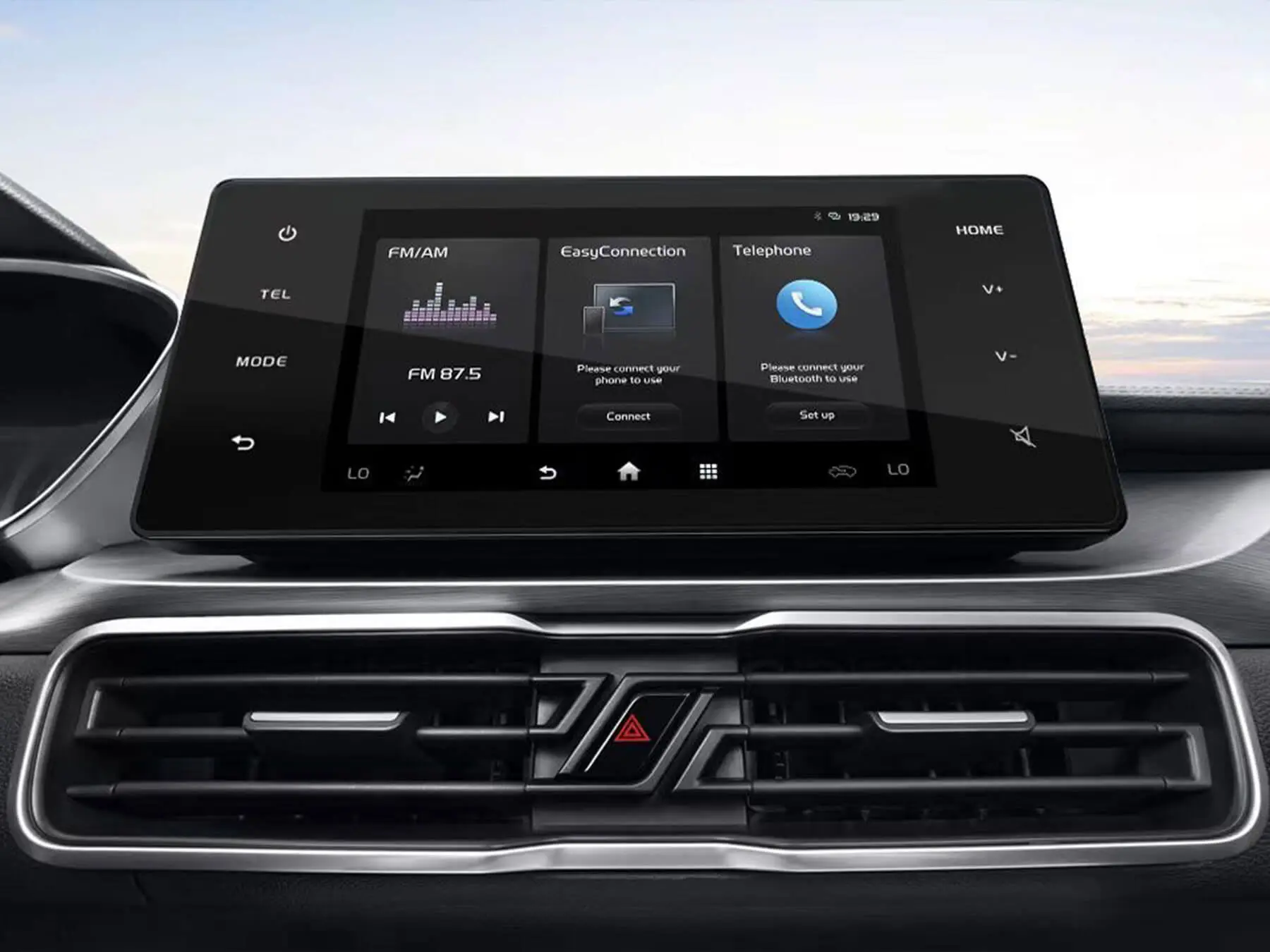 Pantalla central de control de 8 pulgadas